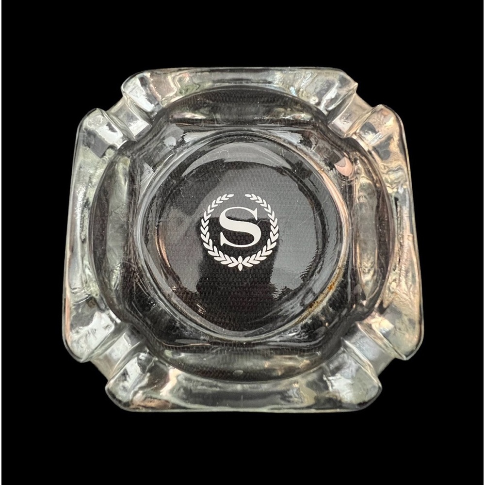 Vintage Sheraton Hotel Advertising Swag Clear Glass Ashtray, circa 1970’s